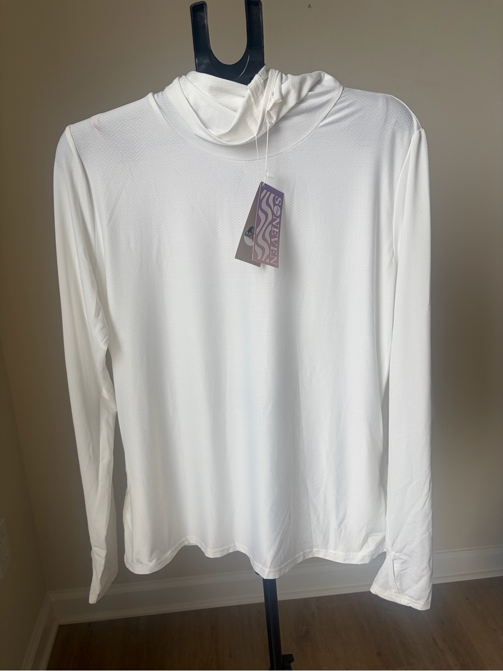 NWT Soneven White Cowl Neck Hooded Long Sleeve Sun Shirt 2XL - Picture 1 of 8